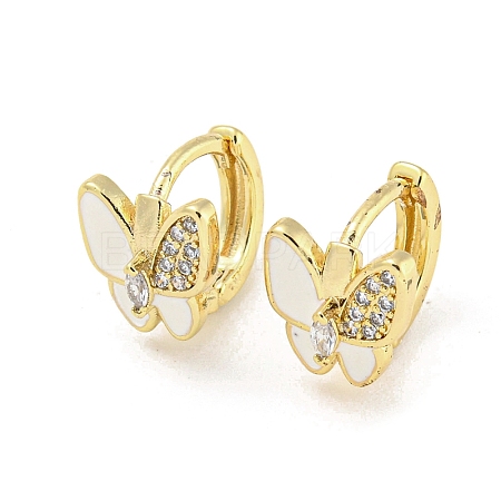 Butterfly Real 18K Gold Plated Brass Hoop Earrings EJEW-L269-083G-01-1