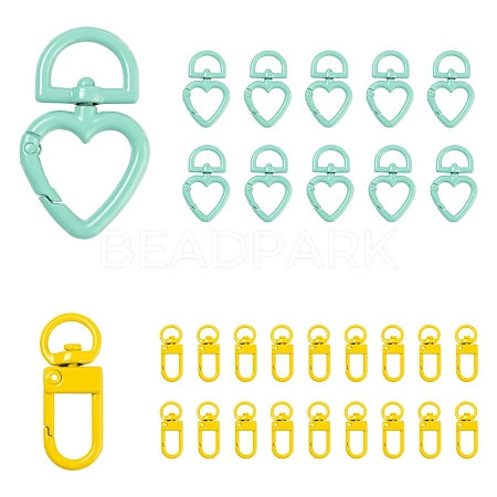 40Pcs 2 Style Spray Painted Eco-Friendly Alloy Swivel Snap Hooks Clasps FIND-LS0001-50-1