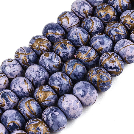 Opaque Baking Paint Glass Beads Strands GLAA-Q110-03A-15-1