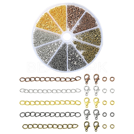 100Pcs 5 Color Iron Ends with Twist Chains DIY-FS0003-54-1