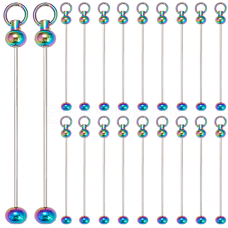 20Pcs Iron Bar Beadable Keychain for Jewelry Making DIY Crafts IFIN-SC0001-60-1