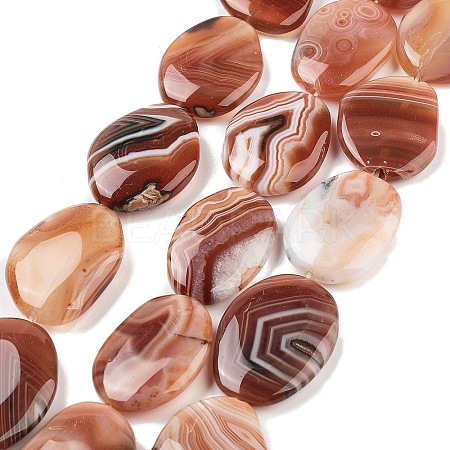 Natural Striped Agate/Banded Agate Beads Strands G-Z061-C09-03-1