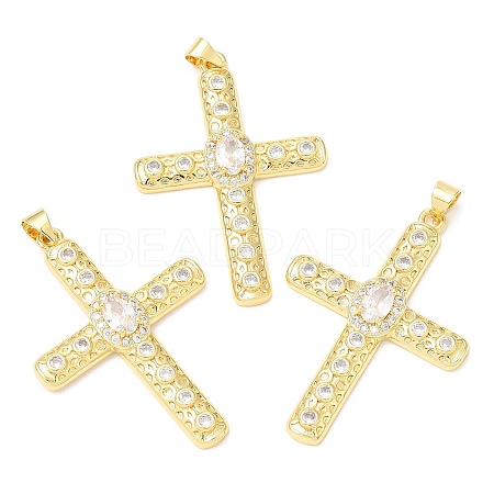 Rack Plating Brass Micro Pave Cubic Zirconia Pendants KK-A185-28G-1