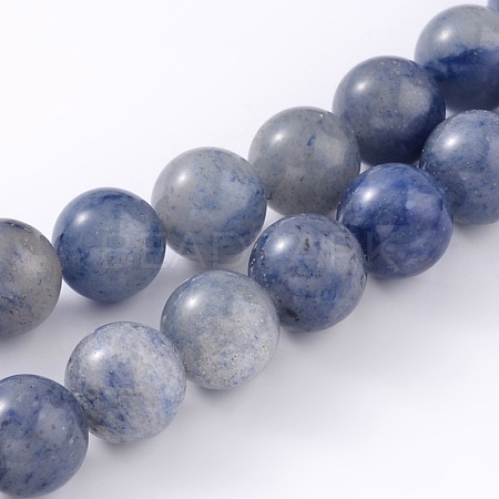 Dyed & Heated Natural Blue Aventurine Round Beads Strands X-G-M248-4mm-01-1