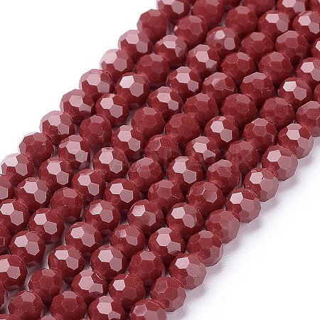 Faceted(32 Facets) Glass Beads Strands LS-EGLA-J042-4mm-24-1