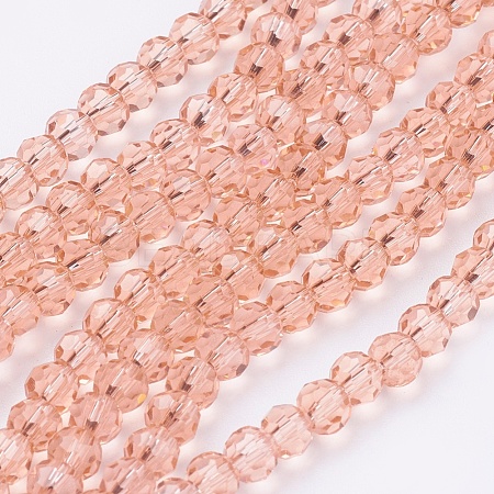 Faceted(32 Facets) Round Glass Beads Strands X-EGLA-J042-4mm-23-1