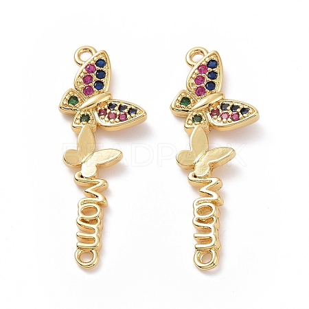 Mother's Day Brass Micro Pave Colorful Cubic Zirconia Connector Charms ZIRC-I062-08G-1