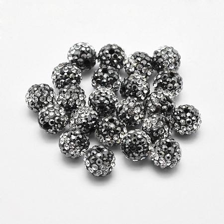Handmade Polymer Clay Rhinestone Beads RB-L030-19A-14mm-1
