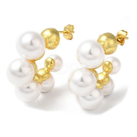 Plastic Imitation Pearl Beaded Round Stud Earrings EJEW-Q766-09G-1