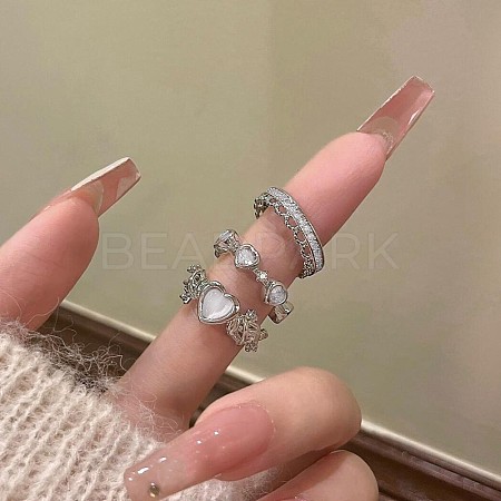 3Pcs Alloy with Rhinestone Cuff Rings FS-WGCB7EB-06-1
