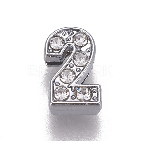 Alloy Rhinestone Slide Charms PALLOY-WH0065-28B-1
