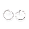 Brass Micro Pave Clear Cubic Zirconia Ring Hoop Earrings EJEW-T048-38P-2