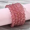 Natural Strawberry Quartz Round Beads Stretch Bracelets for Women BJEW-Z158-03G-03-1