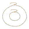 304 Stainless Steel Enamel Link Chain Bracelets & Necklaces Jewelry Sets SJEW-JS01137-1