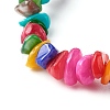 Natural Dyed Chip Shell Beads Stretch Bracelets for Children BJEW-JB06395-01-5