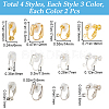 SOFPLATE 24Pcs 12 Style Brass Clip-on Earring Findings KK-SP0001-29-2