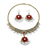 ABS Plastic Pearl & Rhinestone Oval Jewelry Set SJEW-D011-01A-G-1