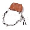 Polyester & Spandex Cord Rope Braided Human & Natural Cowrie Shell Charm Iron Chain Bag Decorative Chains AJEW-BA00173-02-3