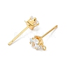 SHEGRACE Brass Clear Cubic Zirconia Square Stud Earring Findings XGR0103G-115G-2