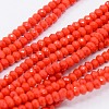 Opaque Solid Color Crystal Glass Faceted Rondelle Beads Strands X-GLAA-F025-A08-2