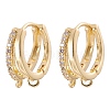 Brass Micro Pave Clear Cubic Zirconia Hoop Earring Findings ZIRC-YW0001-10G-1
