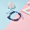 Natural Lapis Lazuli Chips & Resin Evil Eye Braided Bead Bracelet BJEW-JB08495-03-2