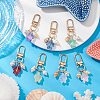Turtle Glass & Shell Pendant Decoration HJEW-JM02744-2