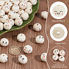 80Pcs 4 Styles Printed Wooden European Beads WOOD-PH0002-97-4