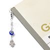 Handmade Evil Eye Lampwork & Mixed Gemstone Round Beaded Pendants Bookmarks AJEW-JK00196-3