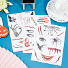 9 Sheets 9 Styles Halloween Temporary Face Tattoos STIC-WH0003-005-4