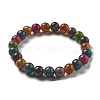 Natural Tourmaline Beaded Stretch Bracelets for Women Men BJEW-F483-03-4