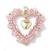 Seed Glass & Alloy Heart Pendant PALLOY-MZ00234-1