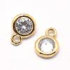Brass Cubic Zirconia Pendants KK-P119-33-7x5mm-G-NR-2