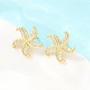 Brass Micro Pave Cubic Zirconia Stud Earrings EJEW-G471-29A-G-1