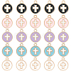 SUNNYCLUE 50Pcs 5 Colors Light Gold Plated Alloy Enamel Pendants ENAM-SC0003-70-1