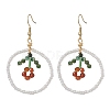 Flower Glass Seed Beads Dangle Earrings EJEW-MZ00148-02-1