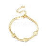 Flower with Evil Eye Enamel Link Bracelet with Clear Cubic Zirconia Tennis Chains BJEW-G650-03G-3
