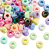 100Pcs UV Plating Rainbow Iridescent Acrylic European Beads MACR-PA0001-29-1