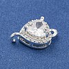 Brass Pave Cubic Zirconia Connector Charms KK-Z072-06S-02-2