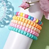 5Pcs 5 Colors Rondelle Opaque & Frosted Acrylic Beaded Stretch Bracelet Sets BJEW-JB10305-2