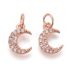 Brass Micro Pave Clear Cubic Zirconia Charms ZIRC-Z005-01B-1