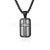 304 Stainless Steel Dog Tag Cross Pendant Necklaces for Men WG6920A-02-3