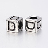 304 Stainless Steel Large Hole Letter European Beads LS-STAS-H428-01AS-D-2