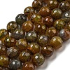 Faceted Natural Dragon Veins Agate Beads Strands G-F447-12mm-L09-2