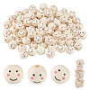   Printed Natural Wood European Beads WOOD-PH0002-79D-1