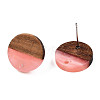 Resin & Walnut Wood Stud Earring Findings MAK-N032-007A-H04-1