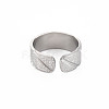 Non-Tarnish 304 Stainless Steel Textured Open Cuff Ring for Women RJEW-S405-165P-2