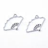 Rack Plating Alloy Fan Open Back Bezel Pendants PALLOY-S047-20D-FF-1