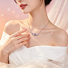 Brass Pave Purple Cubic Zirconia Flower Pendant Necklaces for Women WGF8B23-01-4