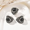 Natural Obsidian Adjustable Rings RJEW-I108-03AS-12-1